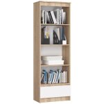 Biblioth�que de bureau akord r60 ch�ne sonoma 60 cm 1 tiroir fa�ade blanche 4 �tag�res 60x35x180 cm