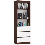 Biblioth�que de bureau akord r60 weng� 60 cm 3 tiroirs fa�ade blanche 3 �tag�res 60x35x180 cm