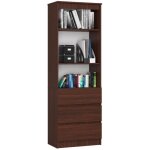 Biblioth�que de bureau akord r60 weng� 60 cm 3 tiroirs fa�ade weng� 3 �tag�res 60x35x180 cm