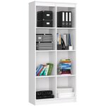 Bibliothque de bureau akord r80 blanche 80 cm faade blanche 8 tagres 80x35x180 cm