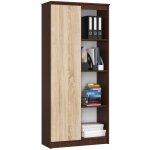 Biblioth�que de bureau akord r80 weng� 80 cm 1 porte fa�ade ch�ne sonoma 8 �tag�res 80x35x180 cm