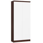 Biblioth�que de bureau armoire akord r80 weng� 80 cm 2 portes fa�ade blanche 8 �tag�res 80x35x180 cm