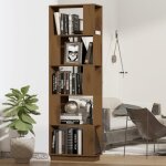 Bibliothque - pin - marron miel - 51x25x163, 5 cm - tagre polyvalente - meuble contemporain