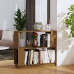 Bibliothque - bois massif - marron miel - 80x25x70 cm - style scandinave - petit meuble complment
