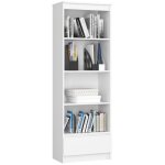 Bibliothèque de bureau akord r60 blanche 60 cm 1 tiroir façade blanche 4 étagères 60x35x180 cm Bibliothèque de bureau akord r60 blanche 60 cm 1 tiroir façade blanche 4 étagères 60x35x180 cm
