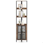 Biblioth�que dangle � 6 niveaux costway portes meuble de rangement industriel pour salon chambre cuisinemarron ...