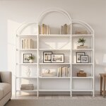 Biblioth�que design arche blanche - 5 niveaux en m�tal et mdf - �tag�re de rangement moderne - pour salon ...