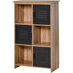 Homcom bibliothque design industriel 3 niches 3 casiers portes mtal noir