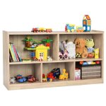 Costway biblioth�que pour enfants 111x30x615 cm avec 5 compartiments et patins antid�rapants pour jouets ...