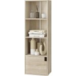 Bibliothque tagre  4 niveaux 34x24x106cm avec 3 compartiments ouverts et 1 armoire chne clair e0ag0055 ...