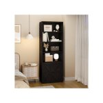 Biblioth�que �tag�re colonne avec 4 casiers ouverts et 2 portes meuble de rangement multifonctionnel ...