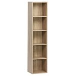 Biblioth�que etag�re cube � 5 niveaux meuble de rangement coloris effet bois naturel - longueur 30 x ...