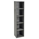 Biblioth�que etag�re cube colonne � 5 niveaux meuble de rangement coloris gris - longueur 30 x largeur ...