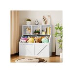 Biblioth�que �tag�re meuble de rangement pour enfants 2 niveaux 3 �tag�res ouvertes et 2 bacs blanc 90 ...