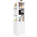 Biblioth�que �troite 200 cm de haut meuble avec 3 �tag�res ouvertes et 3 tiroirs dispositif anti - basculement ...