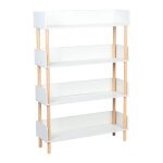 Bibliothque dexposition - flasidu - moderne - 4 tagres - bois - 80x24x118 cm - blanche