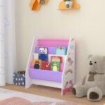 Bibliothque fisterra pour enfant avec 4 compartiments ouverts blanc violet rose