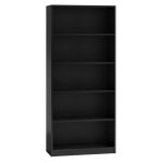 Bibliothque - hucoco - florence - 5 tagres - noir - 30x80x182 cm - design contemporain