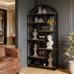 Biblioth�que industrielle 7 niveaux 180cm m�tal noir bois rustique �tag�re rangement salon bureau charge ...