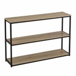 Bibliothque meuble tagre coloris naturel - noir - longueur 120 x profondeur 30 x hauteur 80 cm