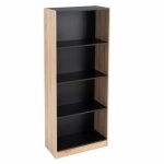 Bibliothque meuble tagre coloris naturel - noir - longueur 60 x profondeur 29 x hauteur 147 cm