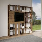 Biblioth�que et meuble tv - kato - kato n - noyer - blanc - r�sistant � la flexion
