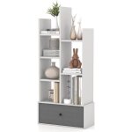 Costway bibliothque moderne  7 niveaux avec tiroir en tissu tagre de rangement  2 colonnes avec ...
