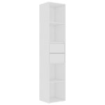 Biblioth�que murale - jill - blanc - 36x30x171 cm - bois ding�nierie - 4 �tag�res ouvertes - 2 tiroirs ...