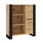 Biblioth�que nuka j 90 cm buffet haut �tag�re ch�ne artisan / noir mat