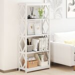 Biblioth�que ouverte 155cm � 5 niveaux costway structure rhombique �tag�re de rangement pour exposition ...