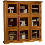 Biblioth�que pin miel 9 portes vitr�es