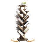 Biblioth�que rotative 360� 8 niveaux 17 compartiments avec roulettes ? �tag�re arbre gain de place meuble ...