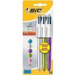 Stylos  bille - bic - shine - mtal - 4 couleurs - pointe moyenne 1. 0 mm