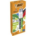 Stylo - bille rétractable - bic - 4 couleurs velours - motif jungle - pointe moyenne - boîte de 12 Stylo - bille rétractable - bic - 4 couleurs velours - motif jungle - pointe moyenne - boîte de 12