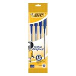 Stylos  bille cristal original - bic - lot de 4 - encre bleue - pointe moyenne - corps transparent