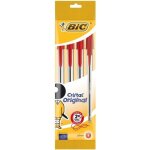 Stylos � bille cristal� original - bic - lot de 4 - encre rouge - pointe moyenne - corps transparent
