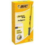 Bic - bote surligneurs bic highlighter grip x 12 - encre jaune