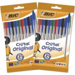 Bic cristal original stylos - bille pointe moyenne (10 mm) - couleurs assorties lot de 2 pochettes de ...