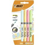 Bic highlighter grip pastel surligneurs � pointe biseaut�e - couleurs assorties blister de 4