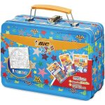 Mallette de coloriage - bic kids - 12 pastels  lhuile - 12 feutres magiques - 6 colles pailletes