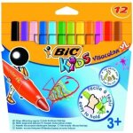 Feutres de coloriage - bic kids - visacolor 1161 - bote de 12 - pointe bloque - encre lavable