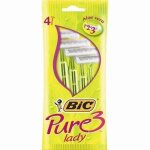 Bic pure 3 lady rasoirs jetables 3 lames 4 units