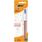 Stylo bic 4 couleurs - rose gold - bille - non rechargeable - ean 3086123637634
