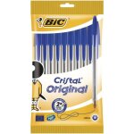 Stylo - bille - bic - cristal original x10 - encre bleue - pointe moyenne - corps transparent