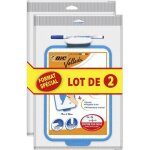 Bic velleda ardoise ecolier double face effaable  sec (19x26 cm) avec feutre bleu effaable  sec et ...