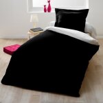 Parure de couette 2 pi�ces - home linge passion - 140x200 cm - 100% coton 57 fils - noir / blanc - housse ...