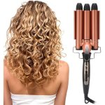 Bigoudi onduleur de cheveux professionnel  3 barils avec contrle de temprature rglable et affichage ...
