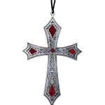 Bijou fantaisie - guirca - collier pendentif croix gothique - 21 cm - gris - accessoire de d�guisement ...