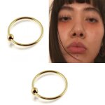 Bijou piercing anneau nez or 14 carats jaune massif avec boule - 22g 8 mm - �l�gance minimaliste et confort ...