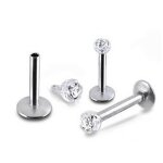 Bijou piercing labret acier cristal serti en bioflex tige 10mm Bijou piercing labret acier cristal serti en bioflex tige 10mm